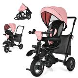 Costway 7-In-1 Baby Folding Tricycle Stroller with Rotatable Seat-Pink
