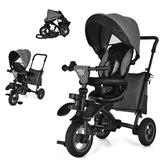 Costway 7-In-1 Baby Folding Tricycle Stroller with Rotatable Seat-Gray