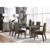 Wade Logan® Beaconsdale 6 - Person Extendable Solid Oak Dining Set Wood/Metal/Upholstered Chairs in Brown/Gray, Size 30.0 H in | Wayfair