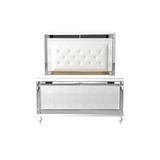 Willa Arlo™ Interiors Tamas Tufted Solid Wood & Low Profile Standard Bed Wood & /Upholstered/Faux leather in Brown/White | Wayfair