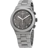Irony Blackshiny Chronograph Quartz Grey Dial Watch - Gray - Swatch Watches