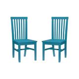 Linon Home Decor Alice Teal Wood Back and Seat Dining Chair (Set of 2), Blue