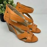 Nine West Shoes | Nine West Pacifico Wedge Heels Orange Pumps 7 | Color: Orange | Size: 7