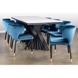 Everly Quinn Waterfall Black Rectangle 9 Pcs Dining Set Wood/Metal in Black/Blue/Brown, Size 32.5 H in | Wayfair 9770CA2A419D46B1A9909F57305A1E9D