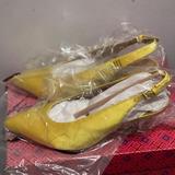 Tory Burch Shoes | 70 Mm Sling Back Pump Satin Size 8m | Color: Yellow | Size: 8