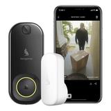 Kangaroo Doorbell Camera + Chime + Porch Protection Plan in Black, Size 5.43 H x 1.85 W x 2.17 D in | Wayfair B0008