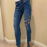 Anthropologie Jeans | Pilcro Embroidered Jeans | Color: Blue | Size: 25