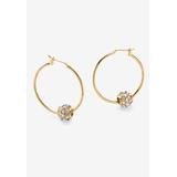 Women's Goldtone Charm Hoop Earrings (32mm) Round Simulated Birthstone by PalmBeach Jewelry in April