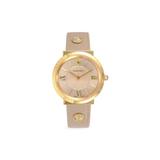 Goldtone Stainless Steel & Leather-strap Watch - Brown - Versace Watches
