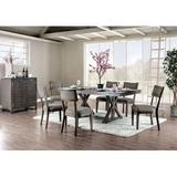 Gracie Oaks Cottondale 7 - Piece Extendable Dining Set Wood/Upholstered Chairs in Brown/Gray/Green, Size 31.0 H in | Wayfair