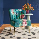 Side Chair - Wade Logan® Amelianna Tufted Polyester Side Chair Velvet in Blue, Size 31.0 H x 26.0 W x 30.0 D in | Wayfair