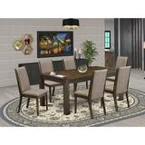 Red Barrel Studio® Tawton 6 - Person Solid Wood Dining Set Wood/Upholstered Chairs in Brown | Wayfair 12676DC5E3B142EF844BFEA8C2710DB4