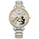 Citizen Eco-Drive Women's Disney Mickey Mouse Two Tone Stainless Steel Watch, Size: Medium, Gold