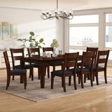 Wade Logan® Mcvey 8 - Person Extendable Dining Set Wood/Upholstered Chairs in Brown, Size 30.0 H in | Wayfair A3203BF60E144D19A0341CCFA1EAF077