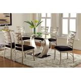 Wade Logan® Mcshane 6 - Person Dining Set Wood/Glass/Metal/Upholstered Chairs in Brown/Gray, Size 30.0 H in | Wayfair