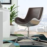 Trent Austin Design® Fidler Task Chair Aluminum/Upholstered in Brown, Size 34.0 H x 23.5 W x 26.5 D in | Wayfair 4A99913358B3483780941A33F2219582