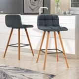 George Oliver Bray 26" Counter Bar Stool Wood/Upholstered in Gray/Black, Size 33.86 H x 16.5 W x 19.0 D in | Wayfair