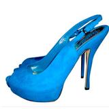 Gucci Shoes | Gucci Sophia Suede Peep Toe Slingback Sandals | Color: Blue | Size: 9
