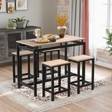 Rona 5 - Piece Kitchen Counter Height Table Set Wood/Metal in Black/Brown, Size 7.28 H in | Wayfair 5D6D8B81C23C4CEF9290BB39008B5944