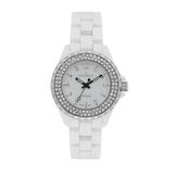 Peugeot Women's Crystal Bezel Ceramic Wrist Watch, Size: Medium, White
