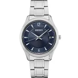 Seiko Men's Essential Blue Dial Stainless Steel Watch - SUR419, Size: Large, Silver