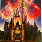 Disney Bedding | Disney Parks Castle&Fireworks Fleece Throw Blanket | Color: Blue/White | Size: Os