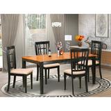 East West Furniture Butterfly Leaf Solid Wood Dining Set Wood/Upholstered Chairs in Black/Brown, Size 29.0 H in | Wayfair NONI5-BLK-C