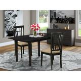 East West Furniture Butterfly Leaf Solid Wood Dining Set Wood/Upholstered Chairs in Black/Brown, Size 29.0 H in | Wayfair NONI3-BLK-C