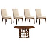 Tommy Bahama Home Island Fusion 5 Piece Dining Set Wood/Upholstered Chairs in Brown, Size 30.0 H in | Wayfair