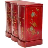 Oriental Furniture Red Lacquer Cabinet - Courtyard Wood in Brown/Red, Size 34.0 H x 42.0 W x 18.0 D in | Wayfair L3-F26