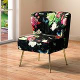 Side Chair - Wade Logan® Amelianna Tufted Polyester Side Chair Velvet in Black, Size 31.0 H x 26.0 W x 30.0 D in | Wayfair