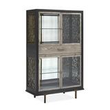 Red Barrel Studio® Brill Lighted Display Cabinet Wood in Black/Brown/Gray, Size 69.38 H x 42.0 W x 18.0 D in | Wayfair