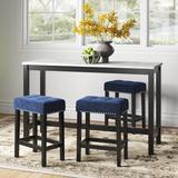 Wade Logan® Aveonna 3 - Person Counter Height Rubberwood Dining Set Wood/Upholstered in Black/Brown/Gray | Wayfair 70A4DFB7261F484FB2C45F4CDCA690EE