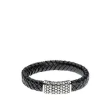Belk & Co Men's 8.5 Inch Stainless Steel Black Braided Leather Bracelet, 9