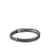 Belk & Co Men's Stainless Steel 2 Row Bracelet With Magnetic Clasp And Gun Ip, Silver, 9