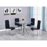 Orren Ellis Bax 5 Piece Dining Set Glass/Metal/Upholstered Chairs in White | Wayfair 6BAC916A86DB4512915A1C6F890F561D