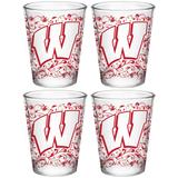 Wisconsin Badgers 4-Pack 1.5oz. Floral Shot Glass Set