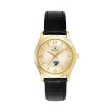 Women's Bulova Gold/Black Howard Bison Stainless Steel Watch with Leather Band