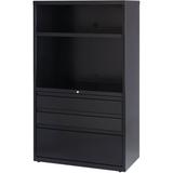 Lorell 36" Lateral File Drawer Combo Unit-Black Metal/Steel in Black/Gray, Size 60.0 H x 36.0 W x 18.6 D in | Wayfair 66205