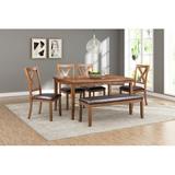 Gracie Oaks Aeden 6PC Dining Set w/ Bench, Light Wood/Upholstered Chairs in Brown, Size 40.0 H in | Wayfair 3CF51CCF64D8415F8DD26440D5540ACC