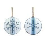 "Snowflake Disc Ornament (Set of 12) 6.5""H Metal - Melrose International 80448DS"