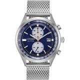 Eco Chandler Chronograph Mesh Bracelet Watch - Blue - Citizen Watches