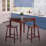 Winston Porter Wood Contemporary Home Perrone 3-Pc High Table Set, Drop Leaf Table & 2 Saddle Stools Wood in Brown, Size 29.1 H in | Wayfair