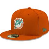 Men's New Era Orange Miami Dolphins Omaha Throwback 59FIFTY Fitted Hat