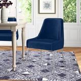 Etta Avenue™ Holland Velvet Steel Side Chair Upholstered/Velvet in Gray/Blue, Size 34.5 H x 24.0 W x 21.0 D in | Wayfair
