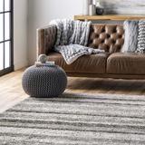 Brown/Gray Area Rug - Andover Mills™ Stoudt Striped Handmade Tufted Gray Area Rug Polyester in Brown/Gray, Size 60.0 W x 0.91 D in | Wayfair