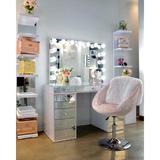 Mercer41 Giselle Contemporary Vanity Chair w/ 360 Degree Swivel Makeup Vanity Seat w/ Adjustable Height Upholstered in Pink/Gray/Brown | Wayfair