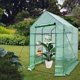 Norbi Mini Walk-In house Indoor Outdoor -2 Tier 8 Shelves- Portable Plant Gardening house PVC Vinyl/Steel in Green, Size 76.0 H x 56.0 W x 56.0 D in