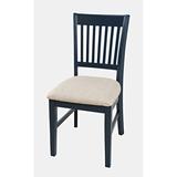 Red Barrel Studio® Evelette Slat Back Side Chair Wood/Upholstered/Fabric in Blue, Size 37.0 H x 18.0 W x 21.0 D in | Wayfair