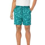 Men's Big & Tall 5" Flex Swim Trunks with Breathable Stretch Liner by Meekos in Green Floral (Size L)
